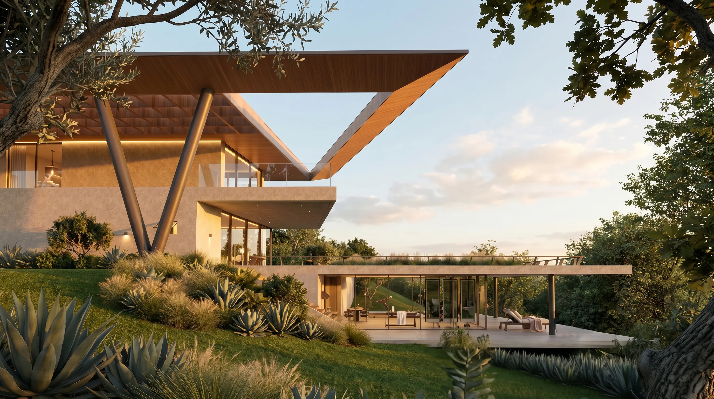 Casa Vértice em Atibaia, residência contemporânea em aço pesado e Steel Frame integrada ao jardim tropical