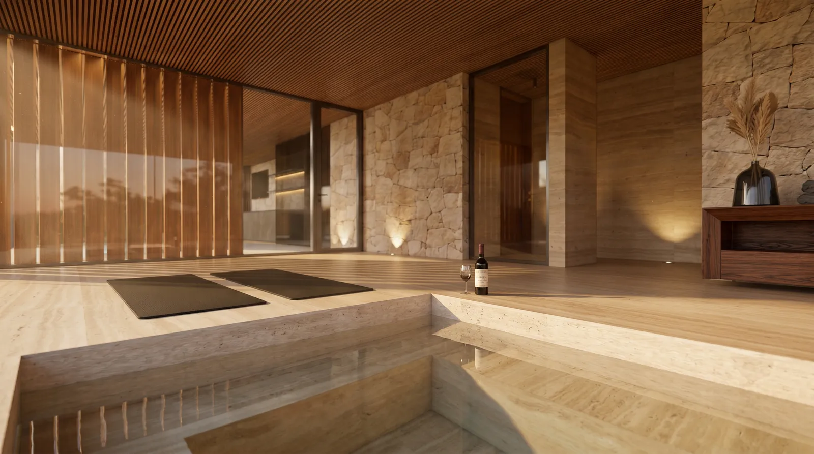 Sauna and spa at Casa Otel, a high-end residence designed for wellness